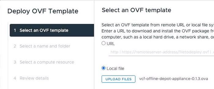 Deploy Offline Depot Step 1