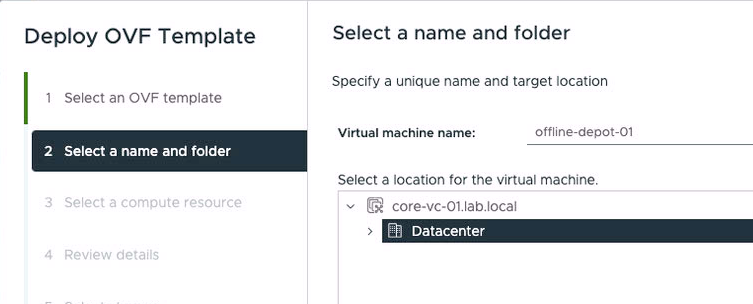 Deploy Offline Depot Step 2