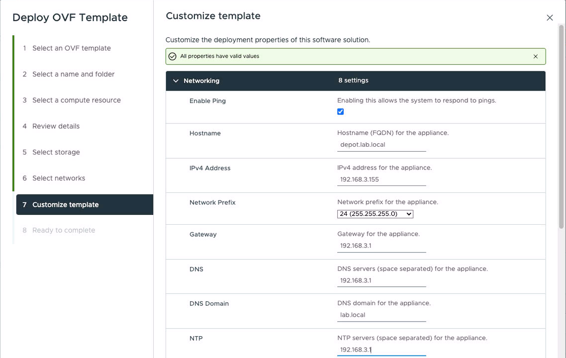 Deploy Offline Depot Step 7a