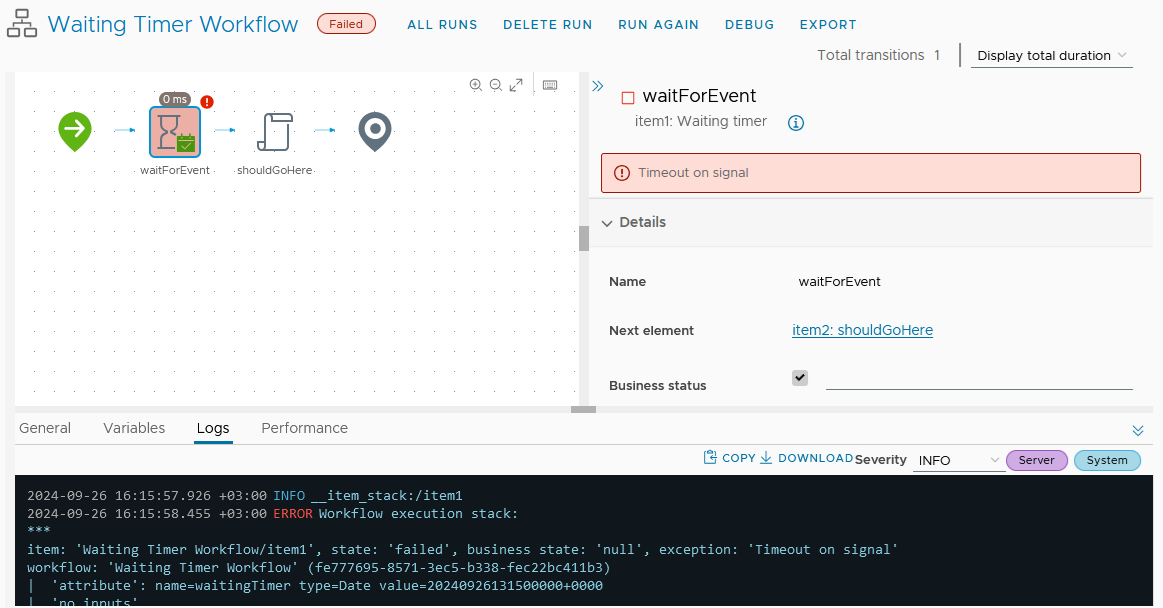 Waiting Timer Workflow