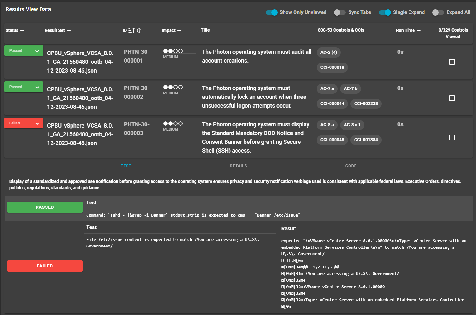 Heimdall Test Results View