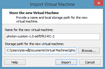 Import virtual machine