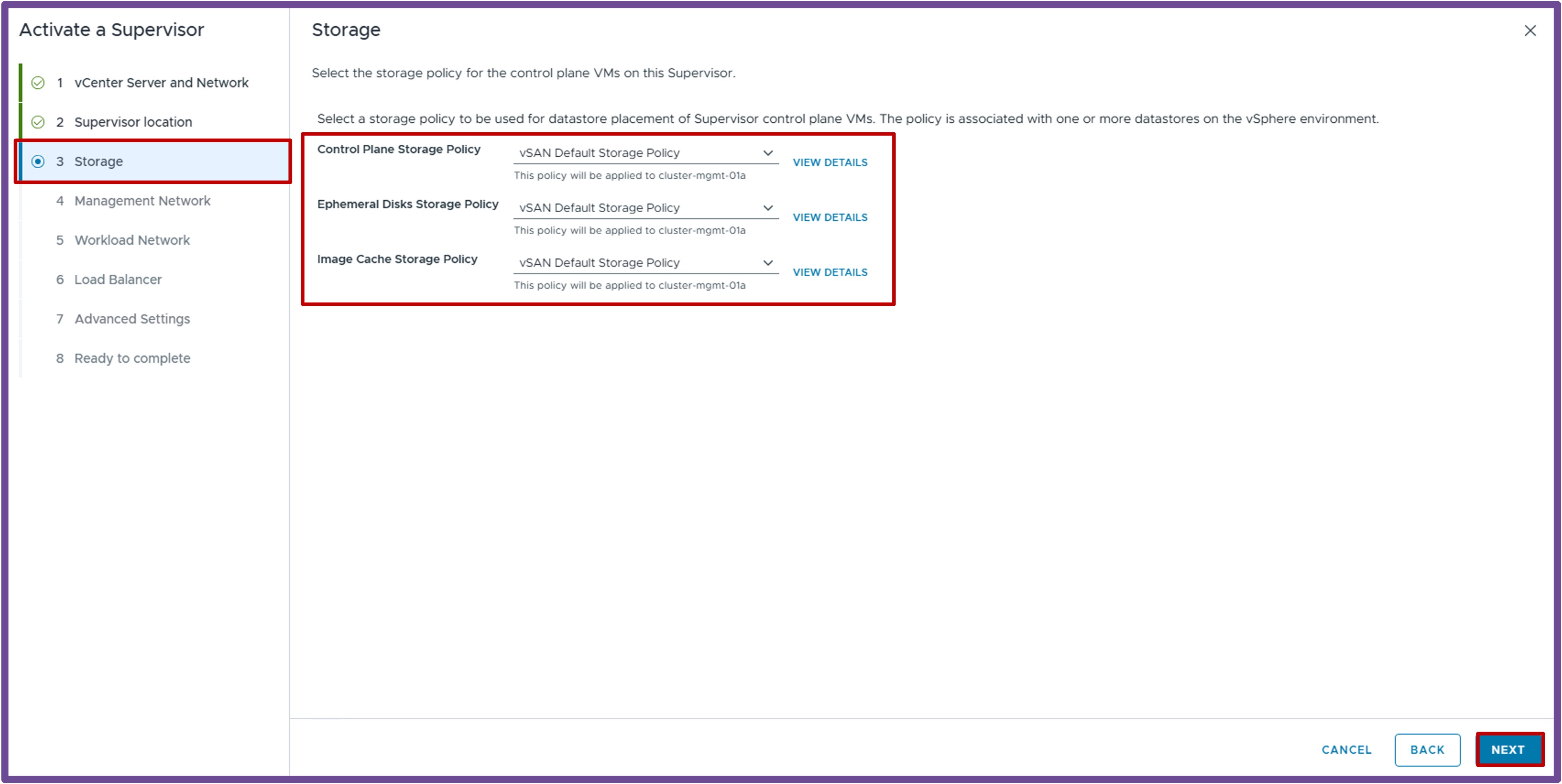 Storage Policy Selection