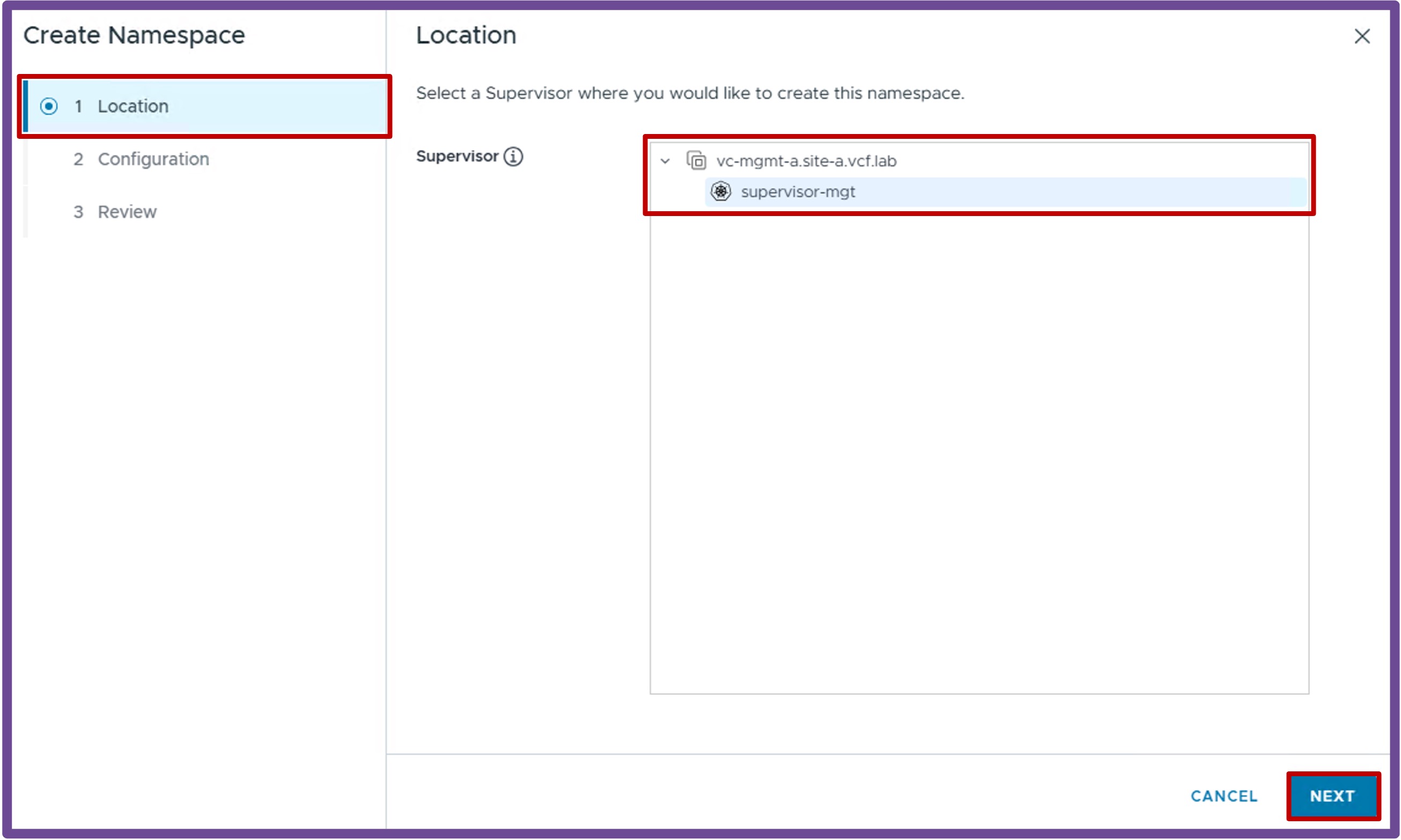 Select Supervisor Location