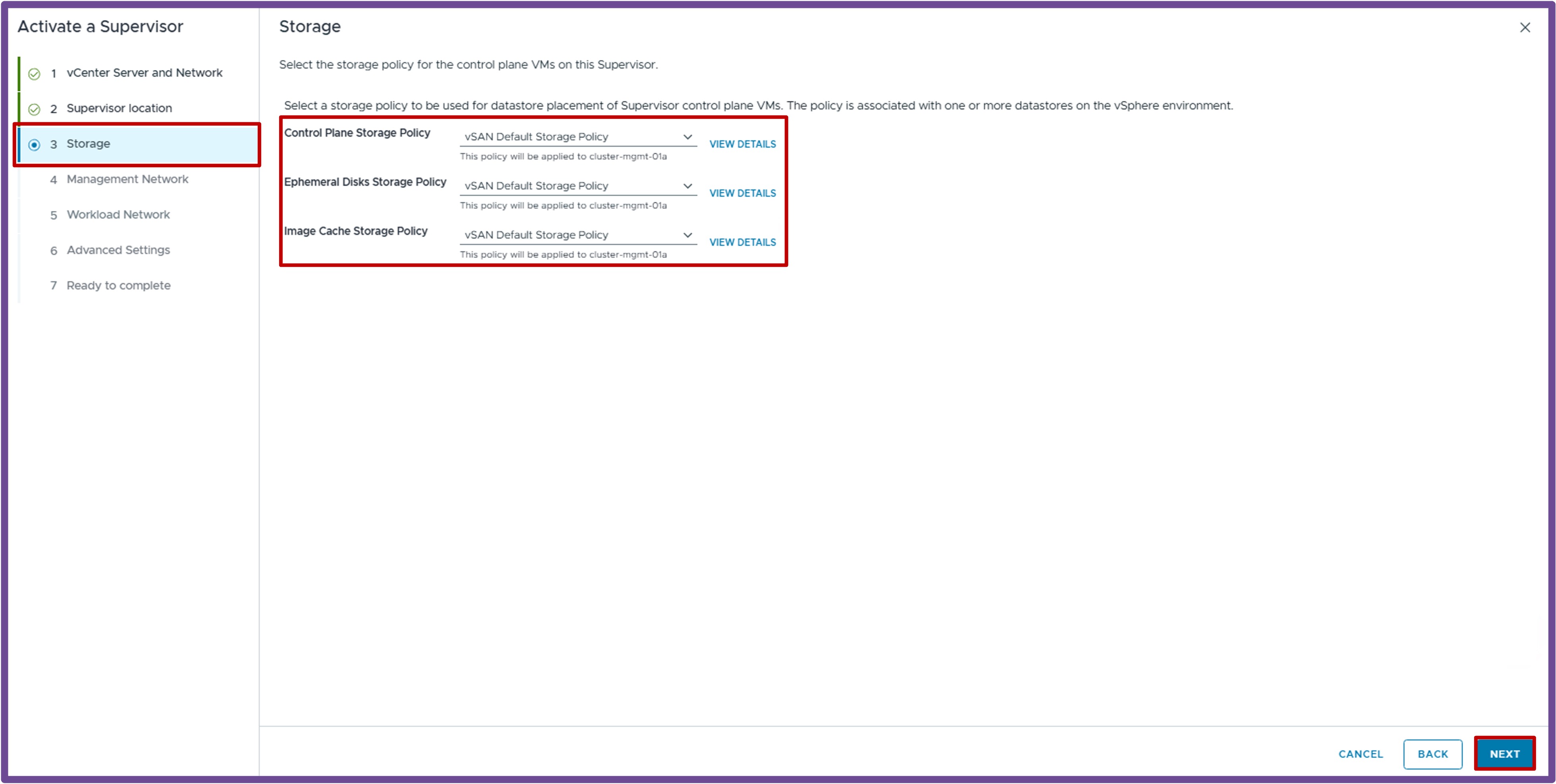 Storage Policy Selection