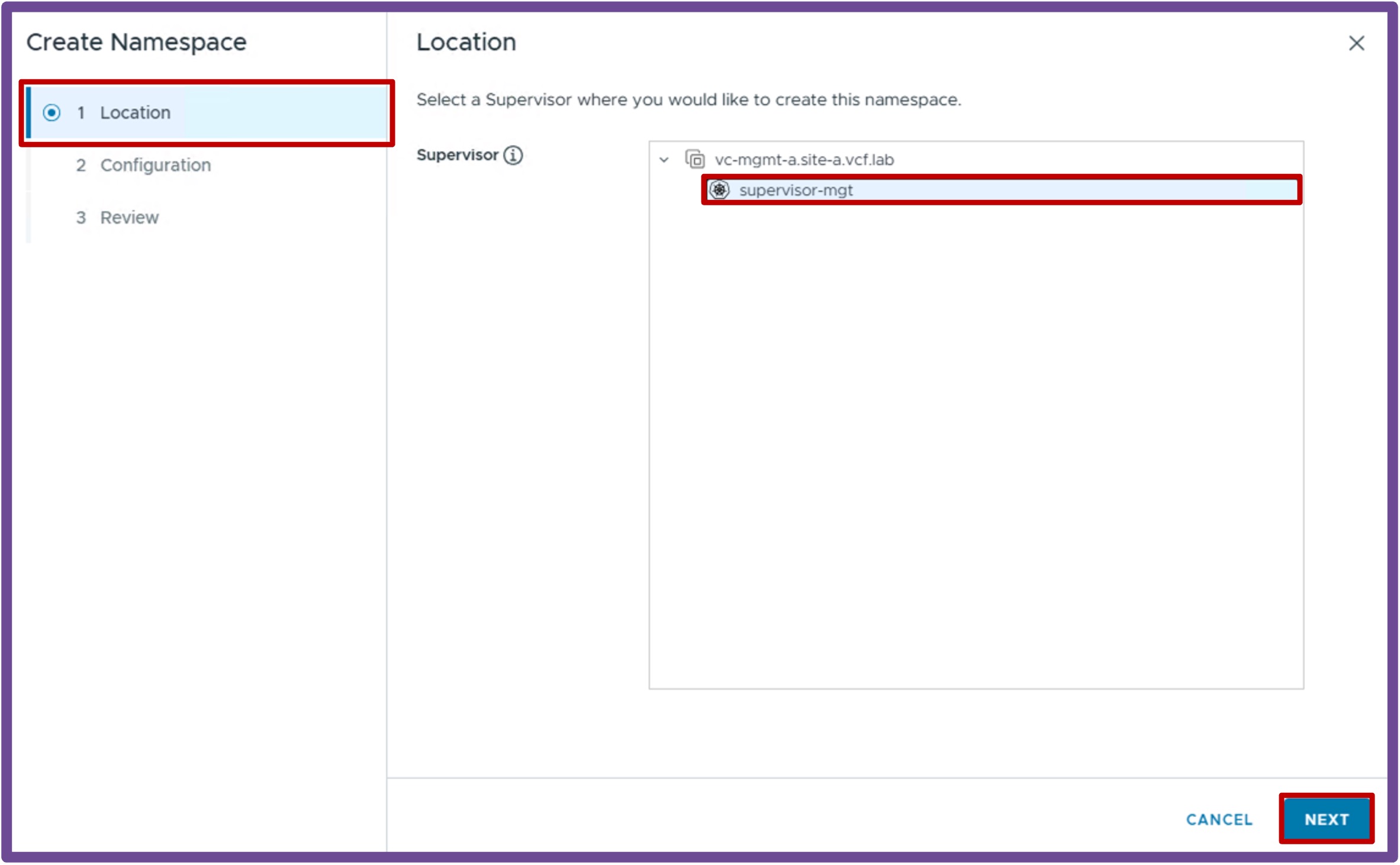Select Supervisor Location