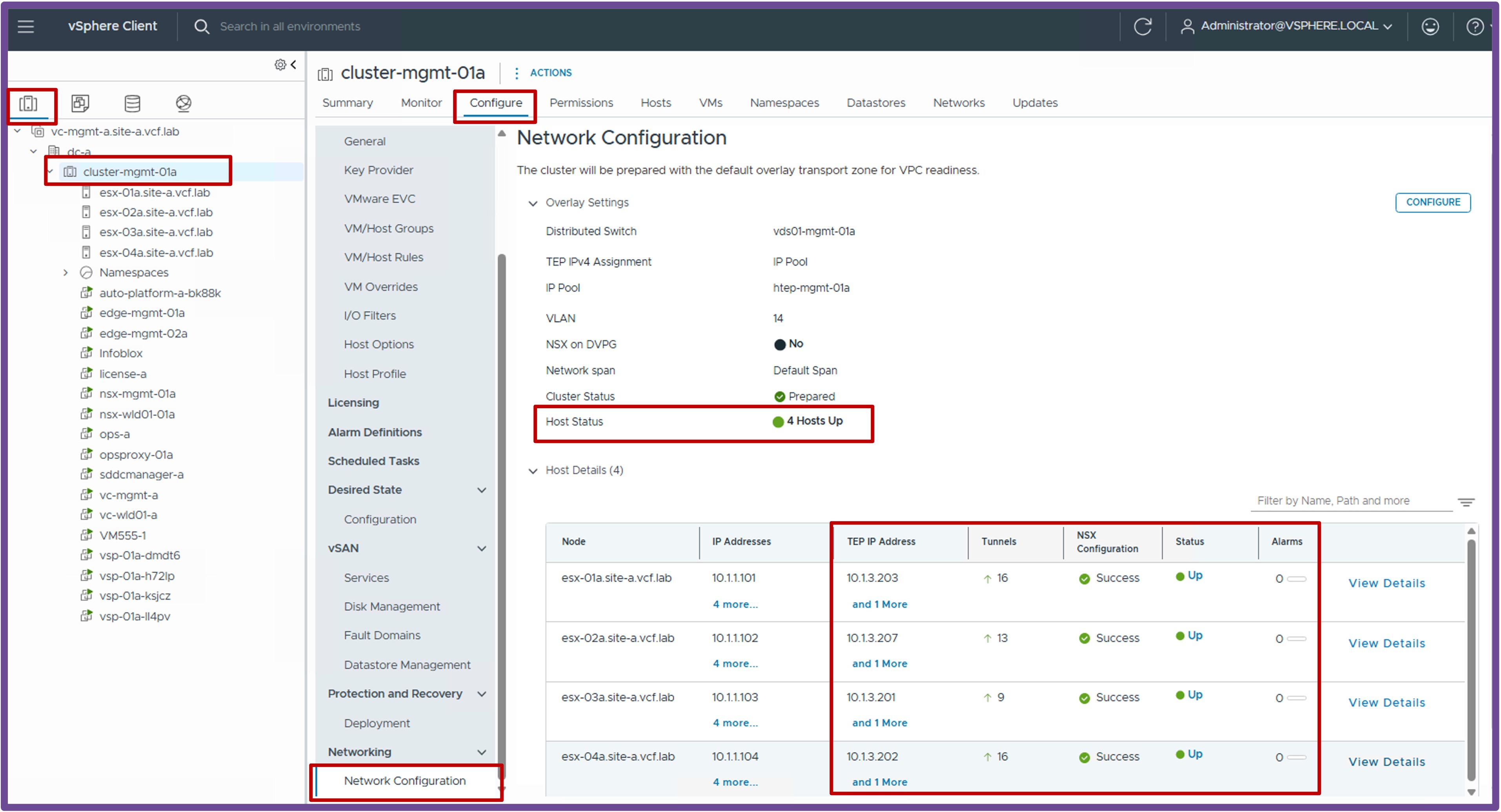 NSX Host Preparation Status