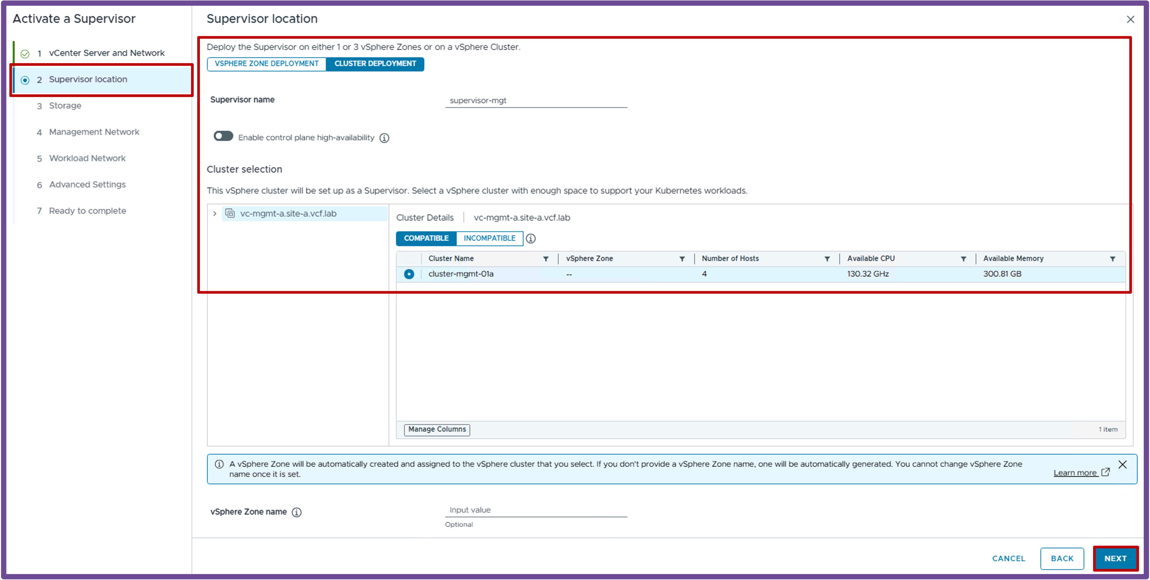 Supervisor Location Settings