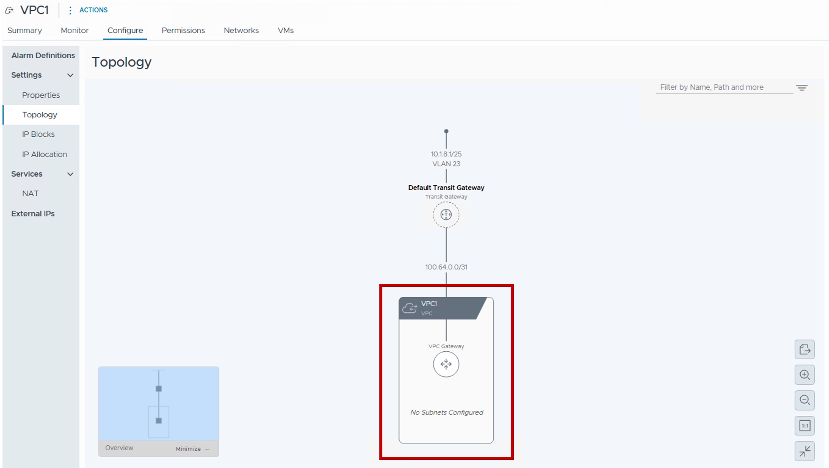 vCenter Validation VPC Gateway