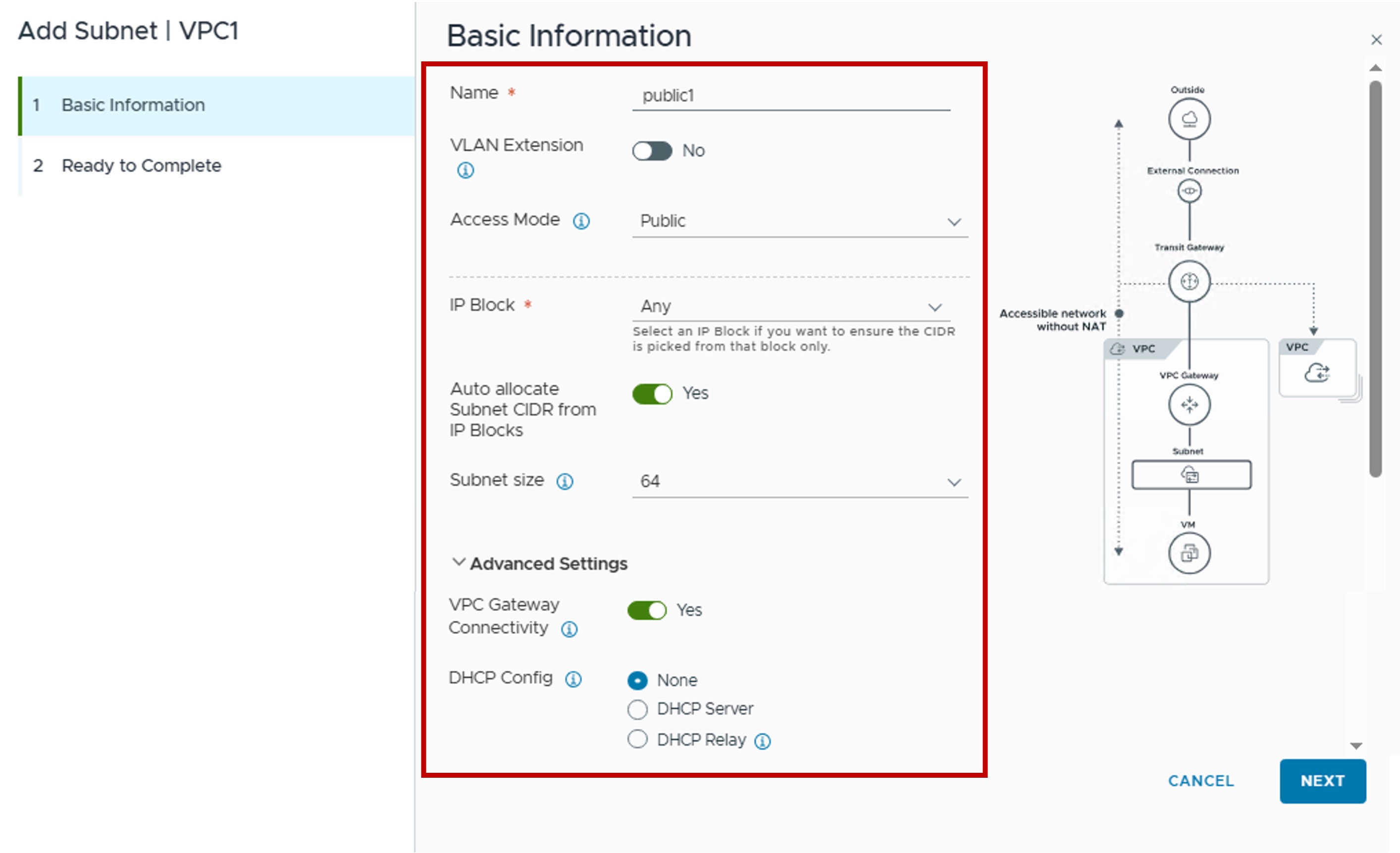 vCenter Create VPC