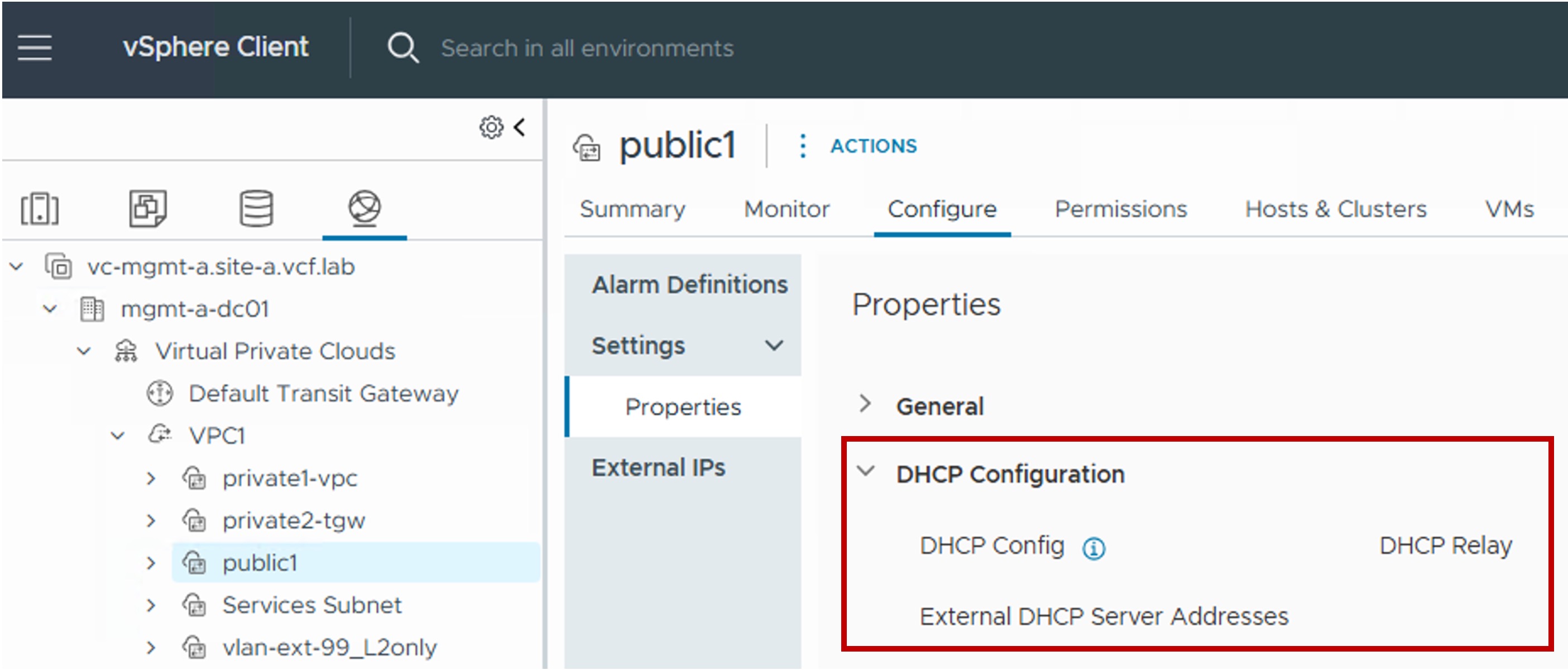 vCenter Result VPC Subnet