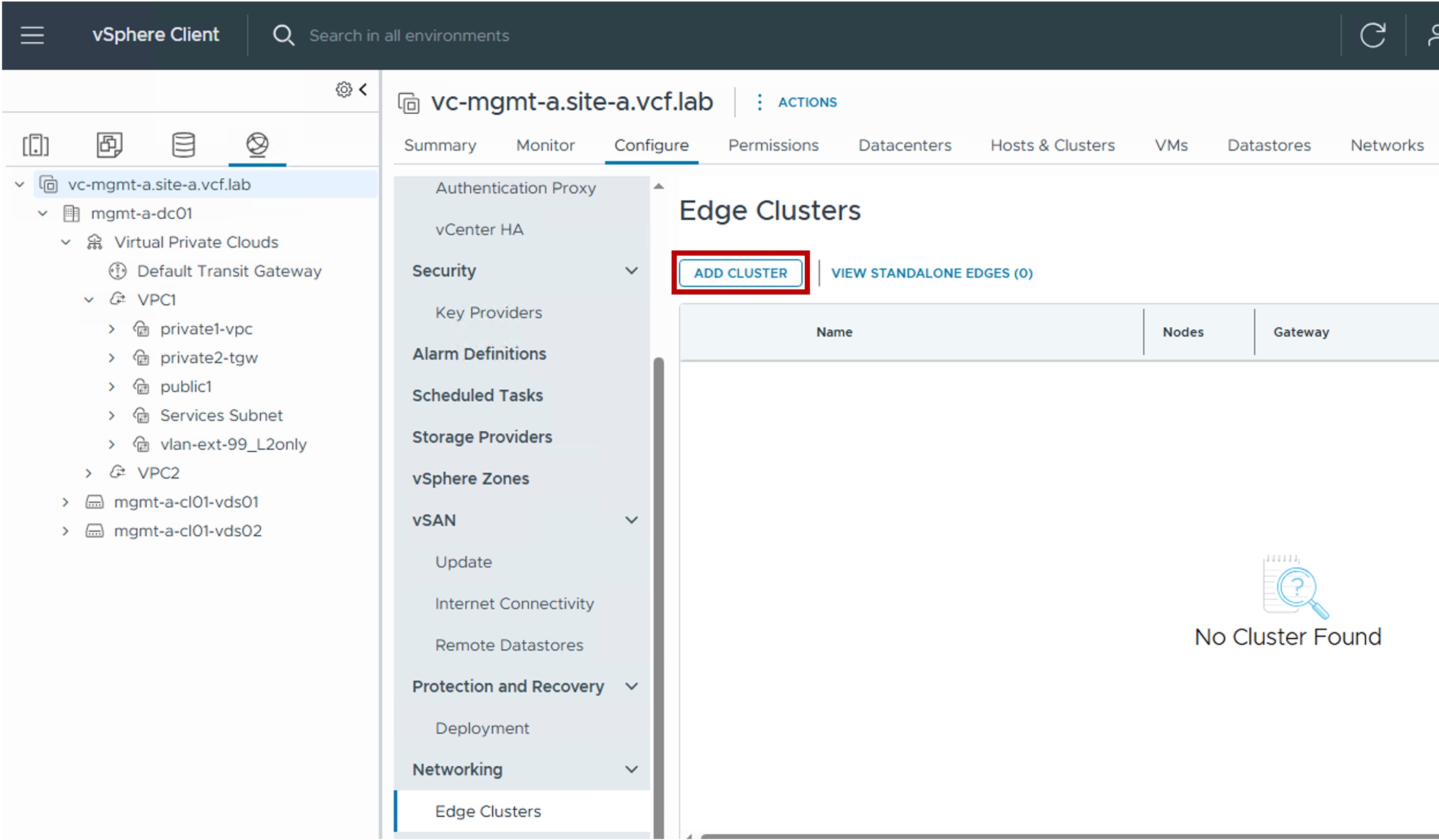 vCenter Edge Cluster
