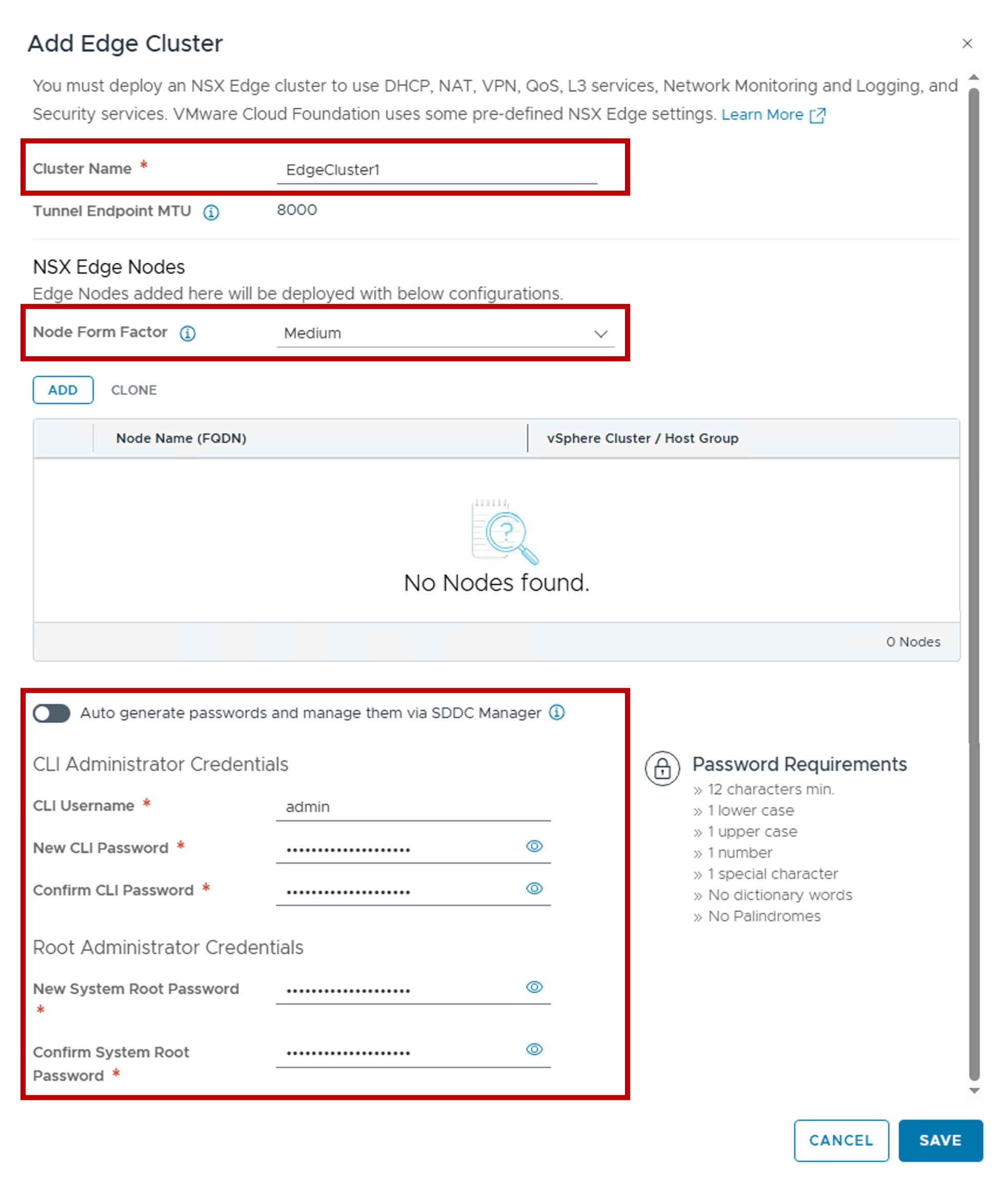 vCenter Edge Cluster config