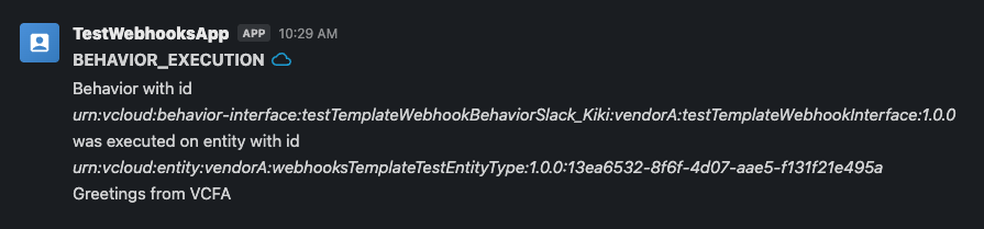 WebHook behavior invocation's Slack message