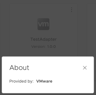 About popup for the 'TestAdapter' Management Pack